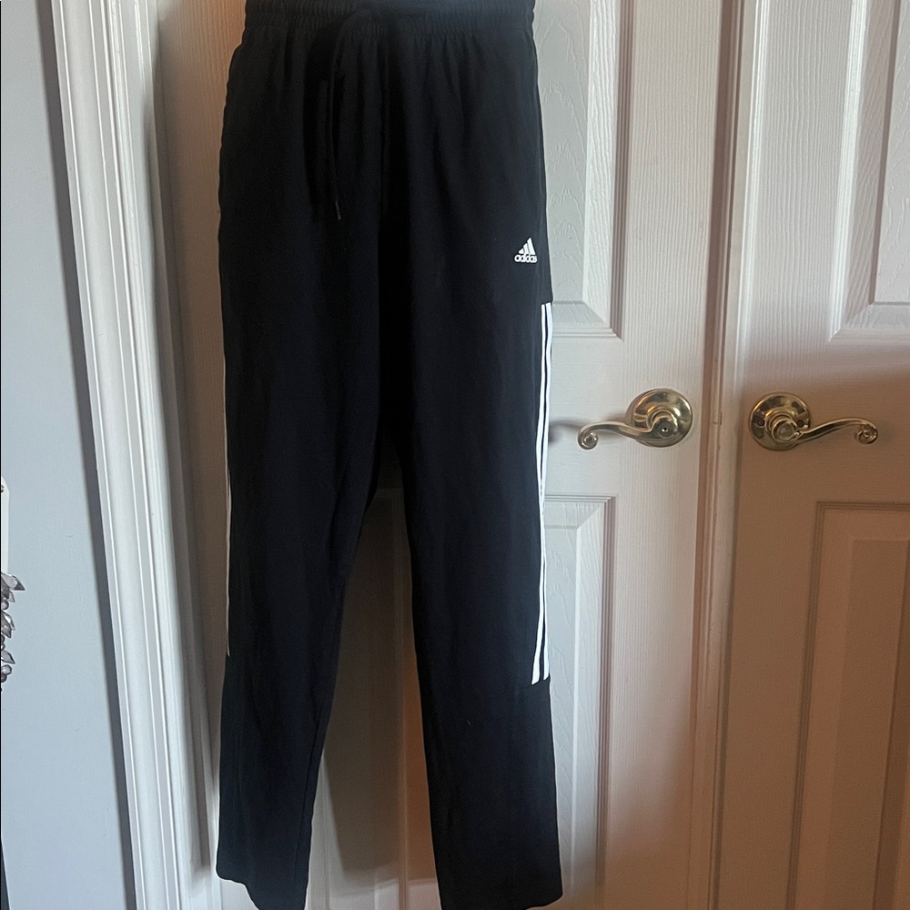 Adidas Black Joggers with White Accents